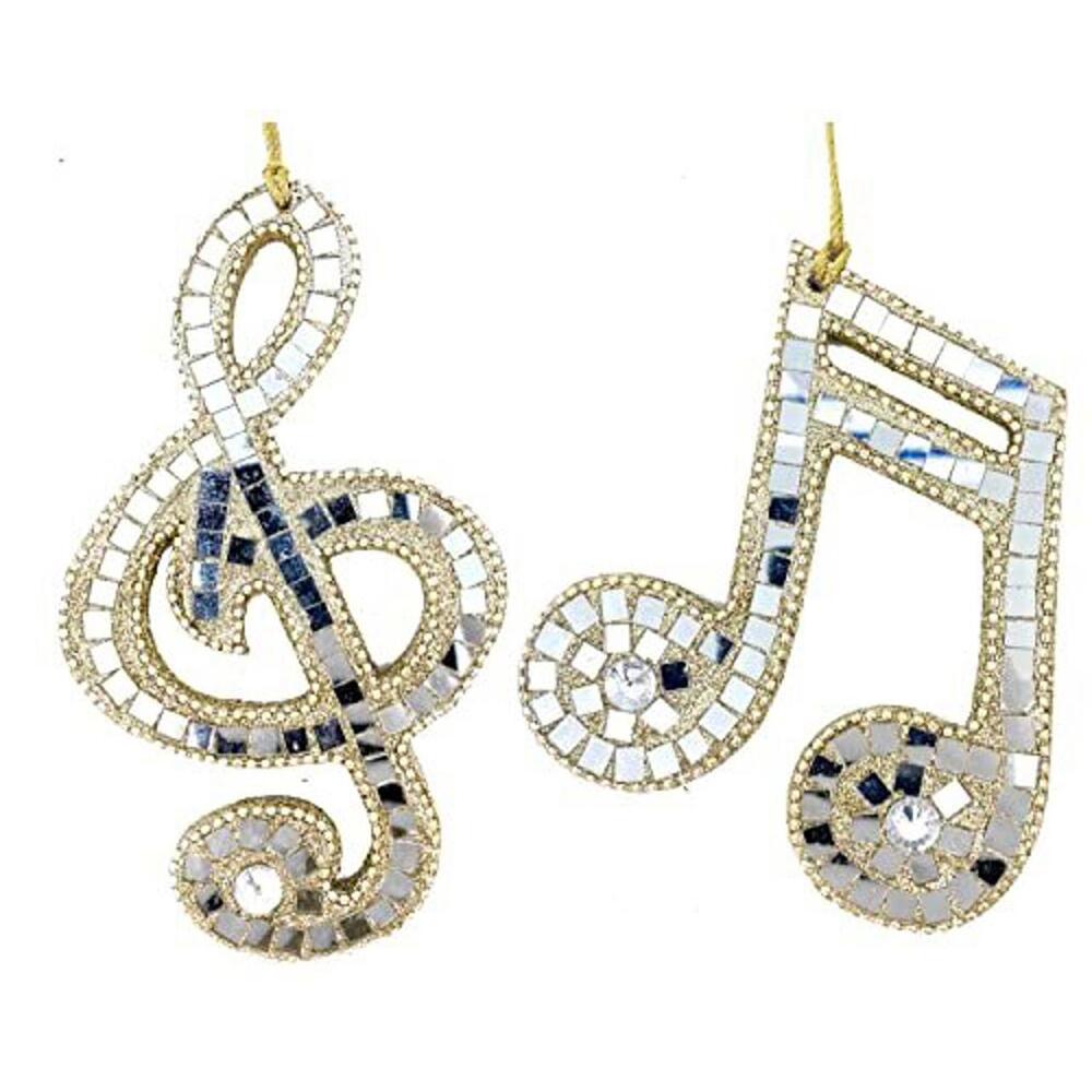 Music Note Treble Clef Ornaments - Set of 2 Christmas Tree Holiday